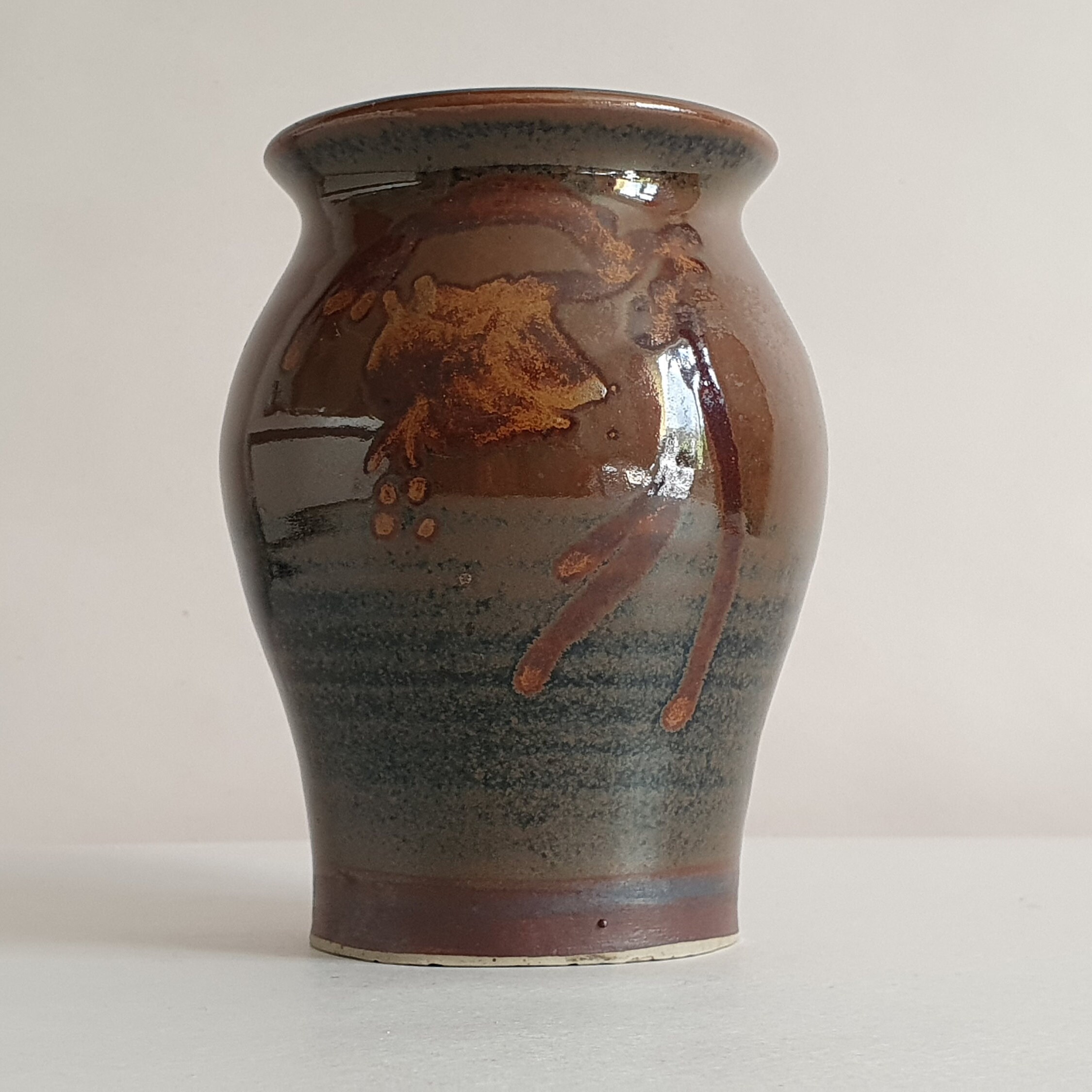 Vintage Scottish Studio Glenshee Pottery Brown Vase Tenmoku Etsy