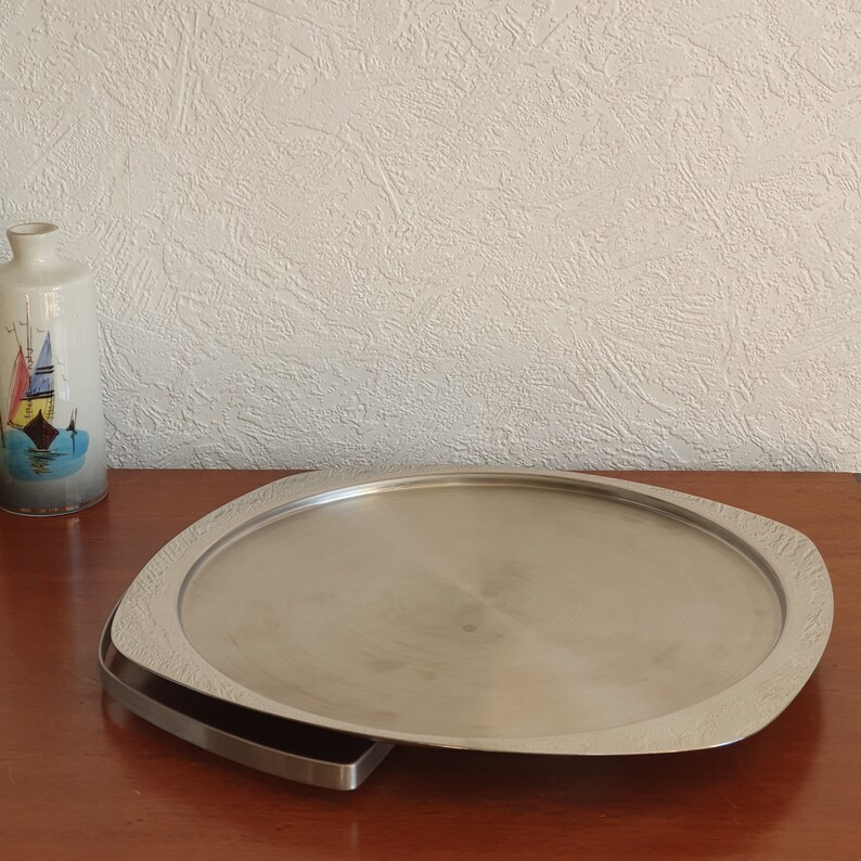 Vintage 1960s / 1970s Chichester Stainless Steel Cake / Sandwich Plate w/