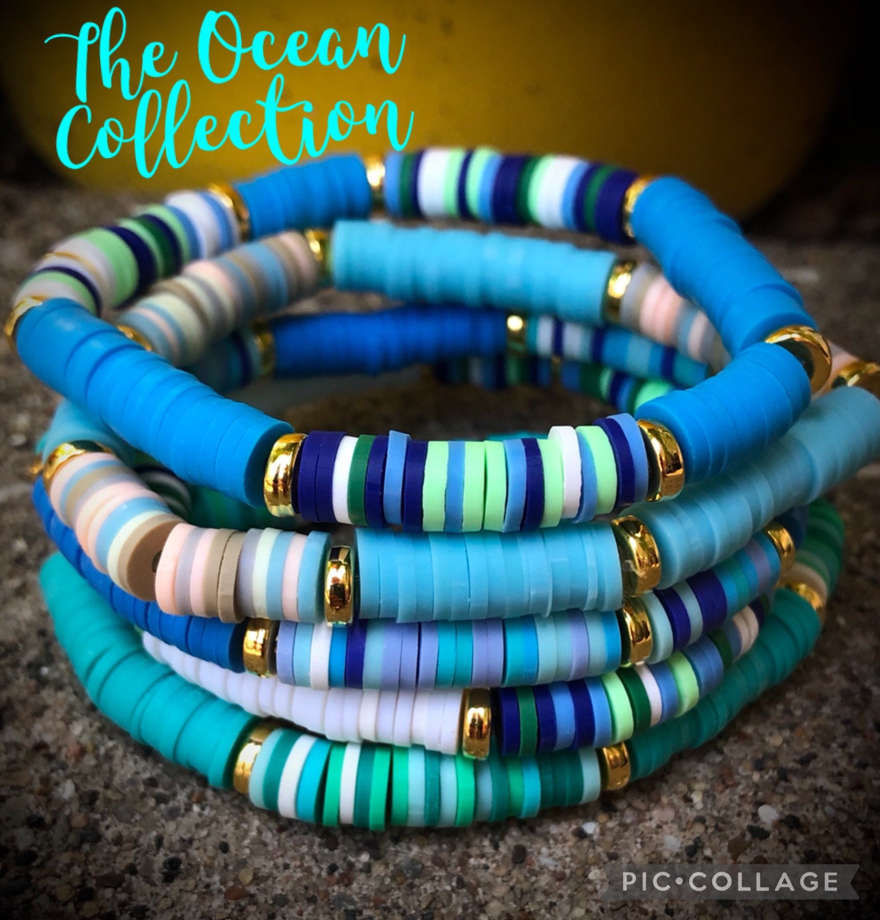 SET OF 5 Stackable bracelets Beautiful polymer clay heishi Etsy