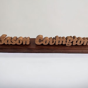 Custom personalized 3D red oak wood name plate - custom name plaque - desk name plate/ Fathers Day/Boss gift