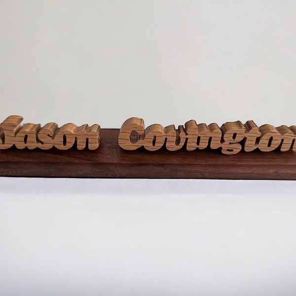 Custom personalized 3D red oak wood name plate - custom name plaque - desk name plate/ Fathers Day/Boss gift