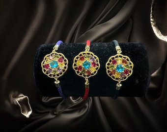 Bejeweled Spinning Charm Fidget Bracelet 2 Styles Nylon Cord