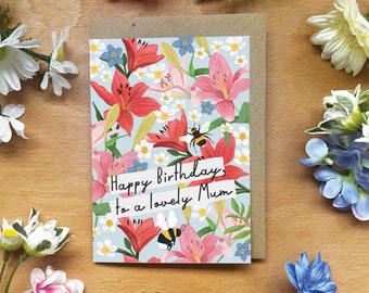 Blumige Geburtstagskarte für Mama: Hand-Illustrierte Wildblumen (A6)