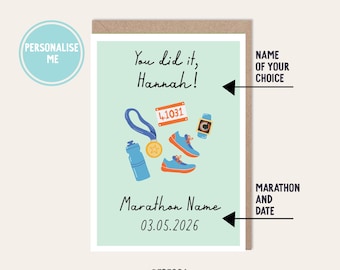 Marathon Congratulations Card Personalised, Well Done Runner Gift, Custom  Finish Line Card, Running Race Achievement, Half Marathon Card