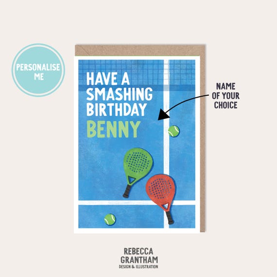 Padel – Personalised Sports Birthday Card – Have a Smashing Birthday