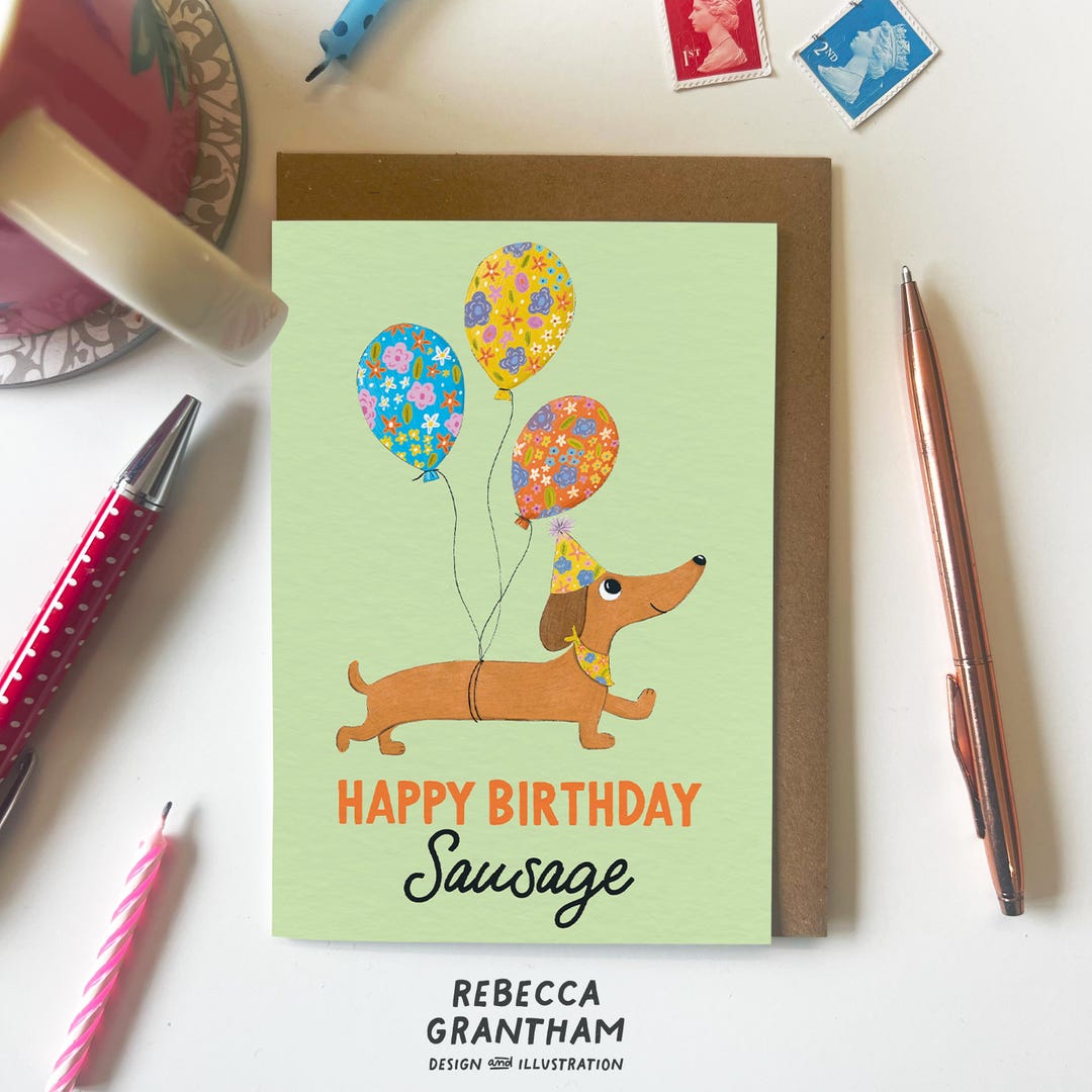 Sausage Dog Birthday Card – Dachshund A6 Greeting - Etsy