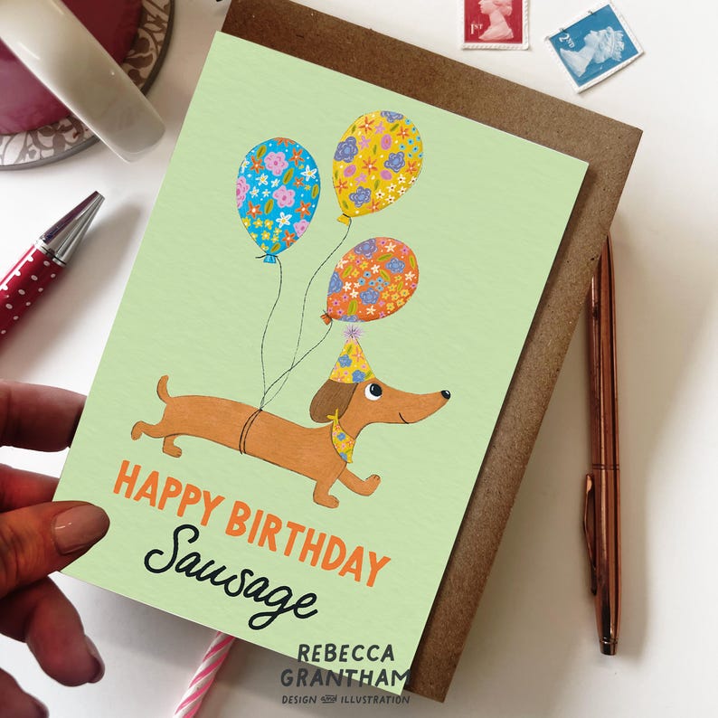 Sausage Dog Birthday Card – Dachshund A6 Greeting - Etsy