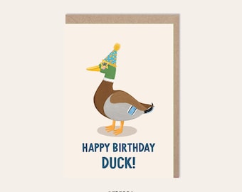 Funny Duck Birthday Card – A6 hand illustrated card.