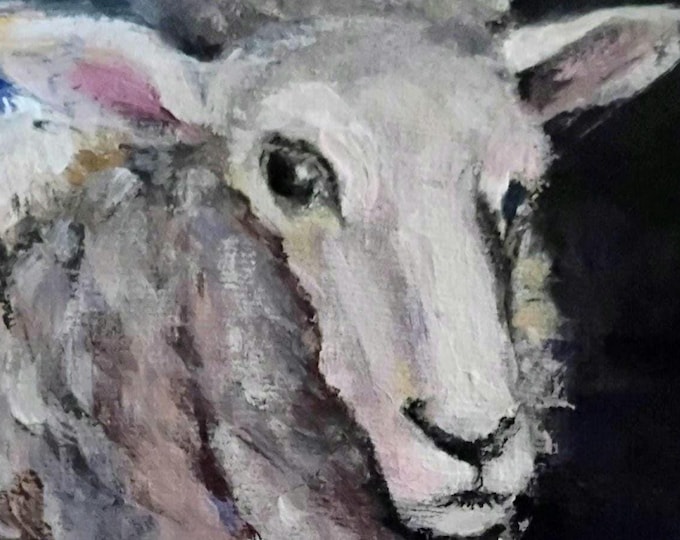 New Lamb Acrylic Mini Painting 4 x 6