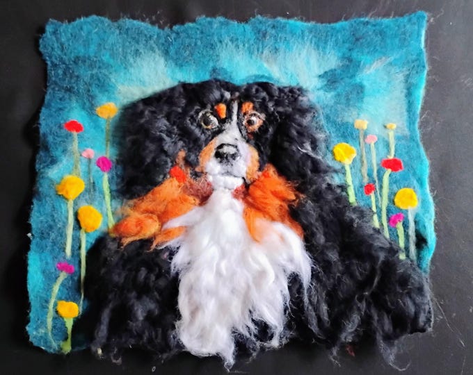 Felted Dog Wall Art – Needle Felted Wool Fiber Artwork