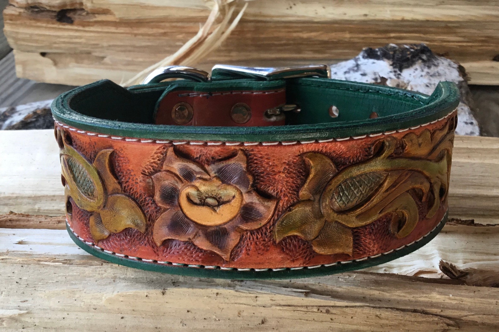 Custom Tooled Leather Dog Collar 1416 IN STOCK Etsy