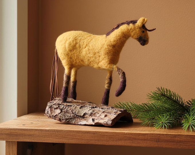 Wild at Heart Wool Needle Felted Horse Mustang Buckskin one of a kind