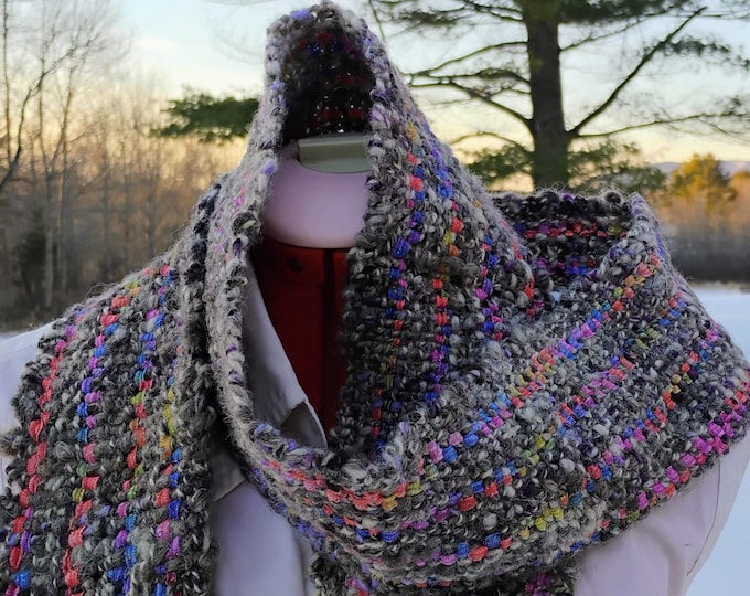 Rustic playful Scarf Handspun Wool from Maine
