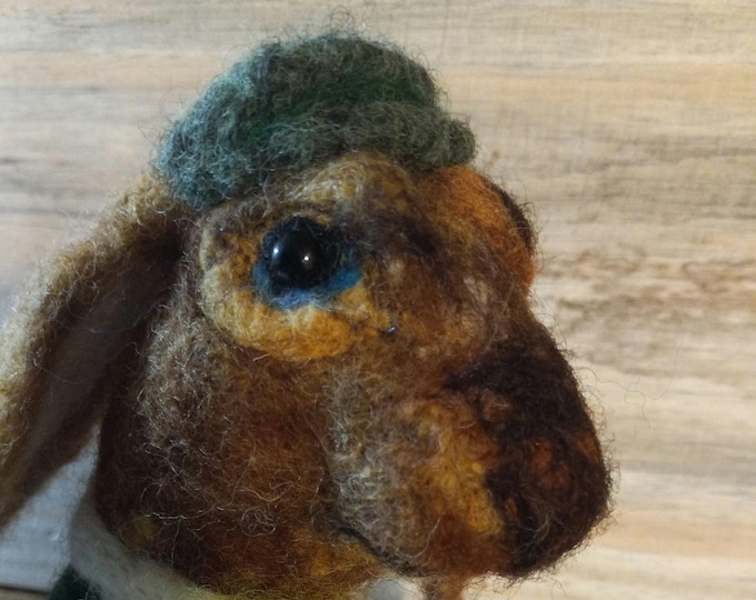 A One-of-a-Kind Needle Felted Wool Sculpture Wool Figurine - Meet the Carrot Hunter