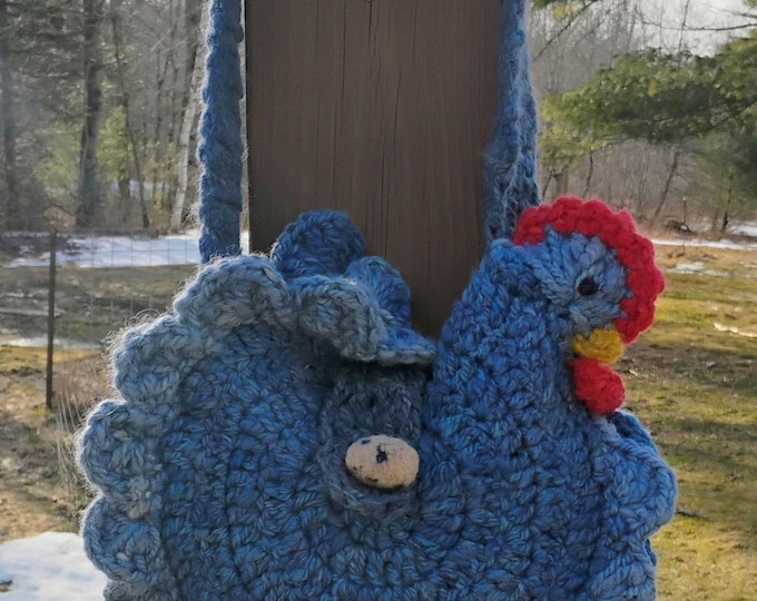 Crochet Handbag  Handspun Wool Chicken Folk Art
