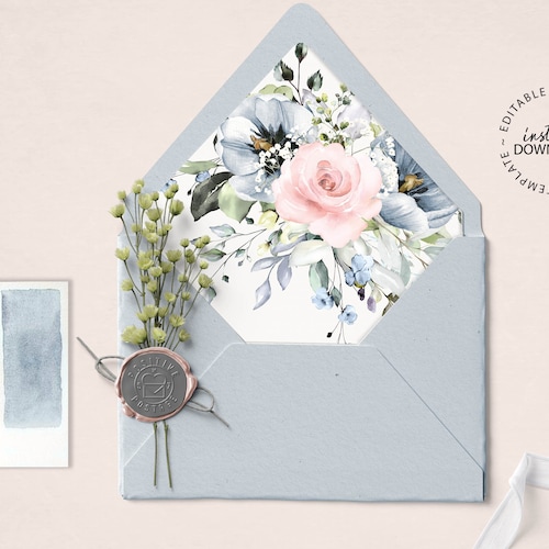 A7 Envelope Liner Template With Blue Roses Euro Flap Etsy A7 Envelope Liner Template With Blue Roses Euro Flap Etsy