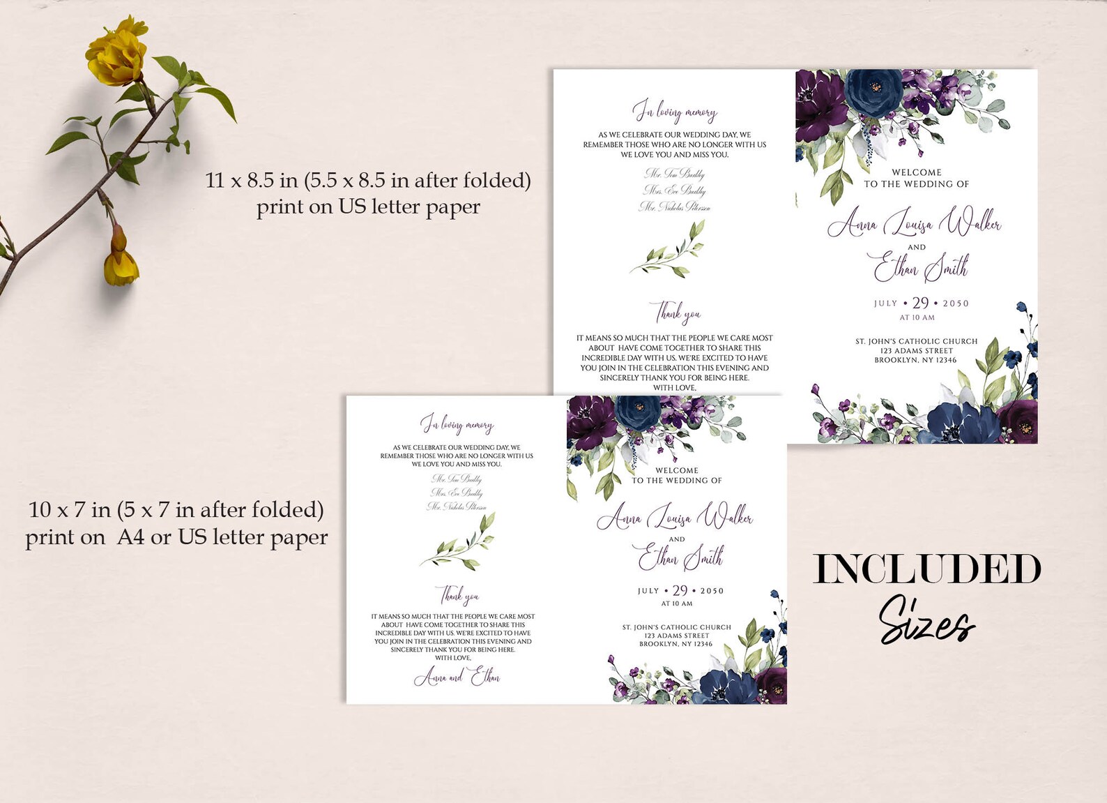 Foldable Program Example Editable Foldable Program Template, INSTANT DOWNLOAD, Purple and Blue ...