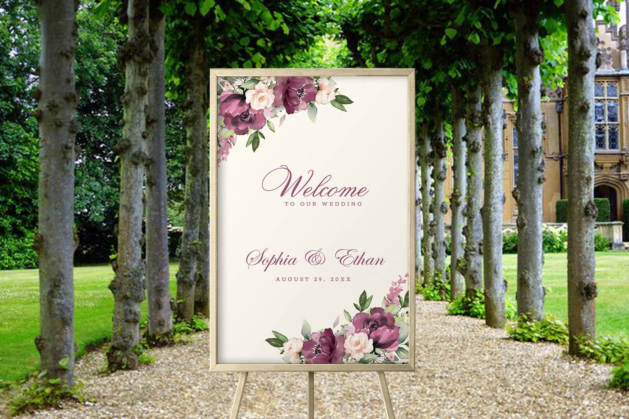 Editable Wedding Welcome Sign Template, INSTANT DOWNLOAD, Mauve Pink ...