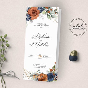Peut inclure: Une invitation de mariage avec un motif floral aquarelle dans des tons de bleu, orange et vert. L'invitation indique "Bienvenue au mariage de Stéphanie et Matthieu" et la date "Samedi 29 août 2020 à 16h00". L'invitation indique également le lieu "St. Johns Church, 479 Church Road, Draper, Utah".