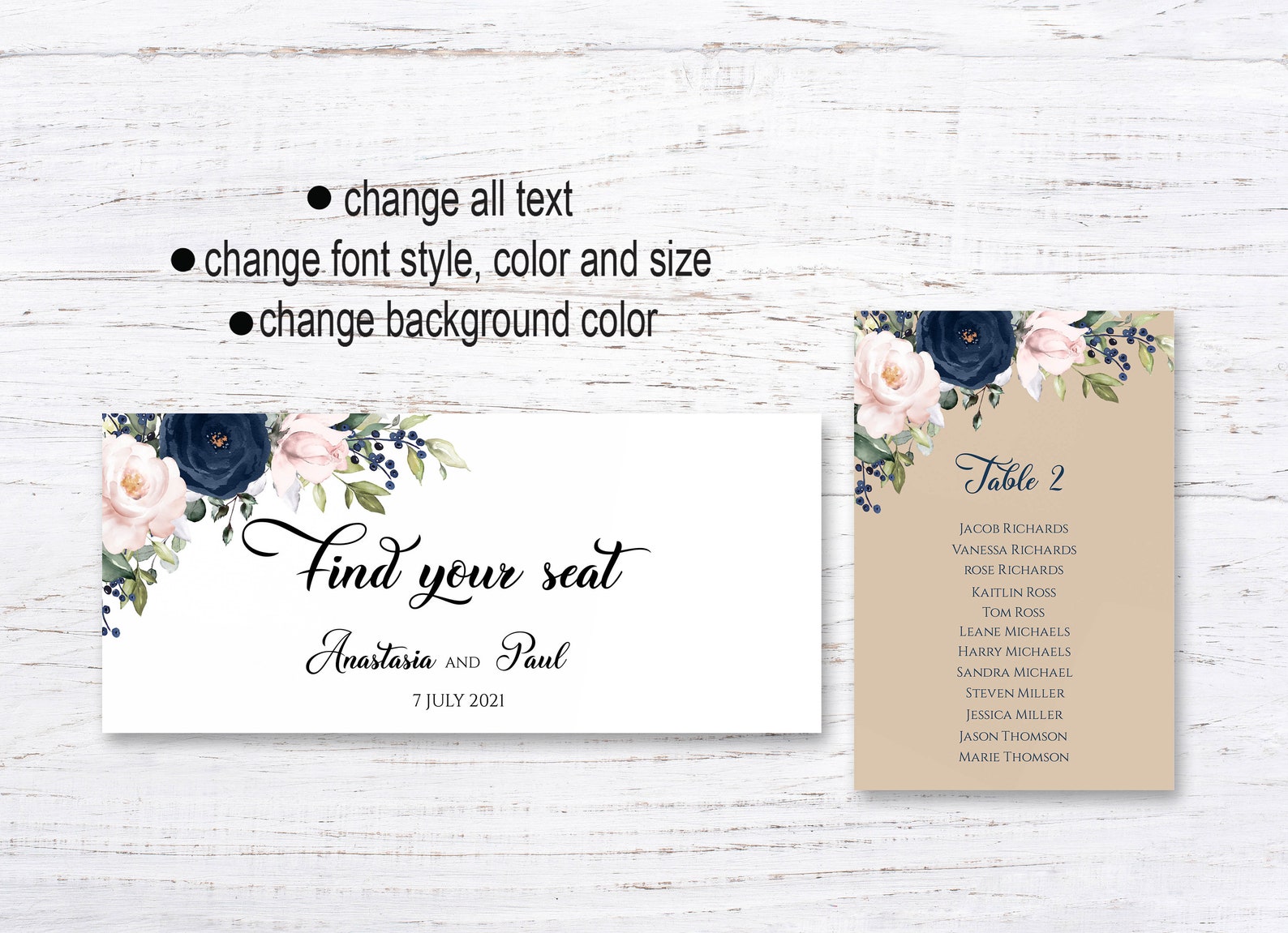 Editable Seating Chart With Cards Template INSTANT DOWNLOAD - Etsy
