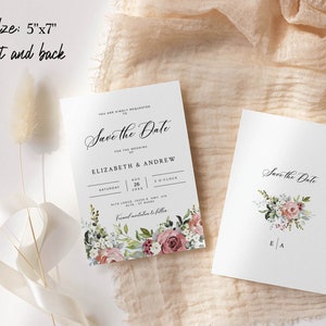 Editable Floral Save the Date Template, INSTANT DOWNLOAD, Desert Rose ...