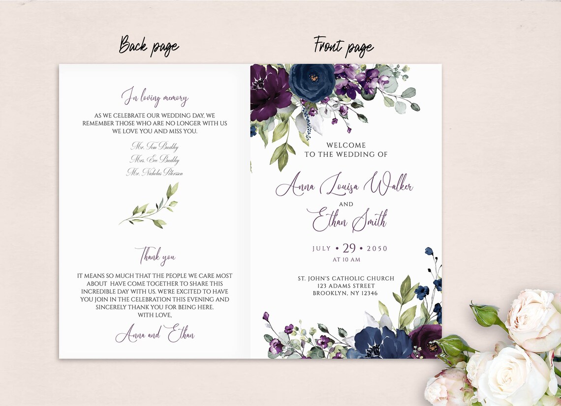 Foldable Program Example Editable Foldable Program Template, INSTANT DOWNLOAD, Purple and Blue ...