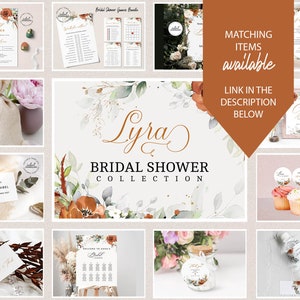 LYRA Bridal Shower Invitation, Editable Burnt Orange Bridal Shower Invite, INSTANT DOWNLOAD, Terracotta Floral Shower Invites, W179 image 10