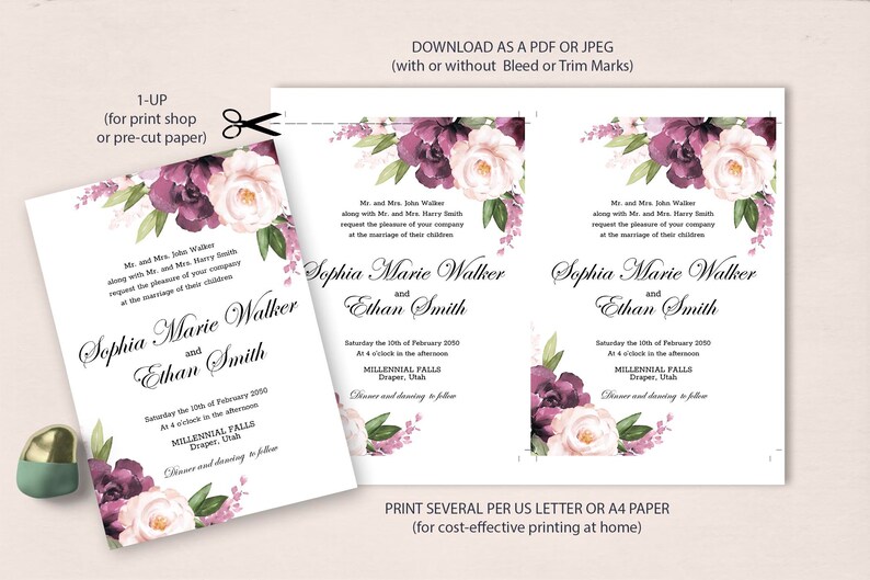 Editable Invitation Template INSTANT DOWNLOAD Blush and | Etsy