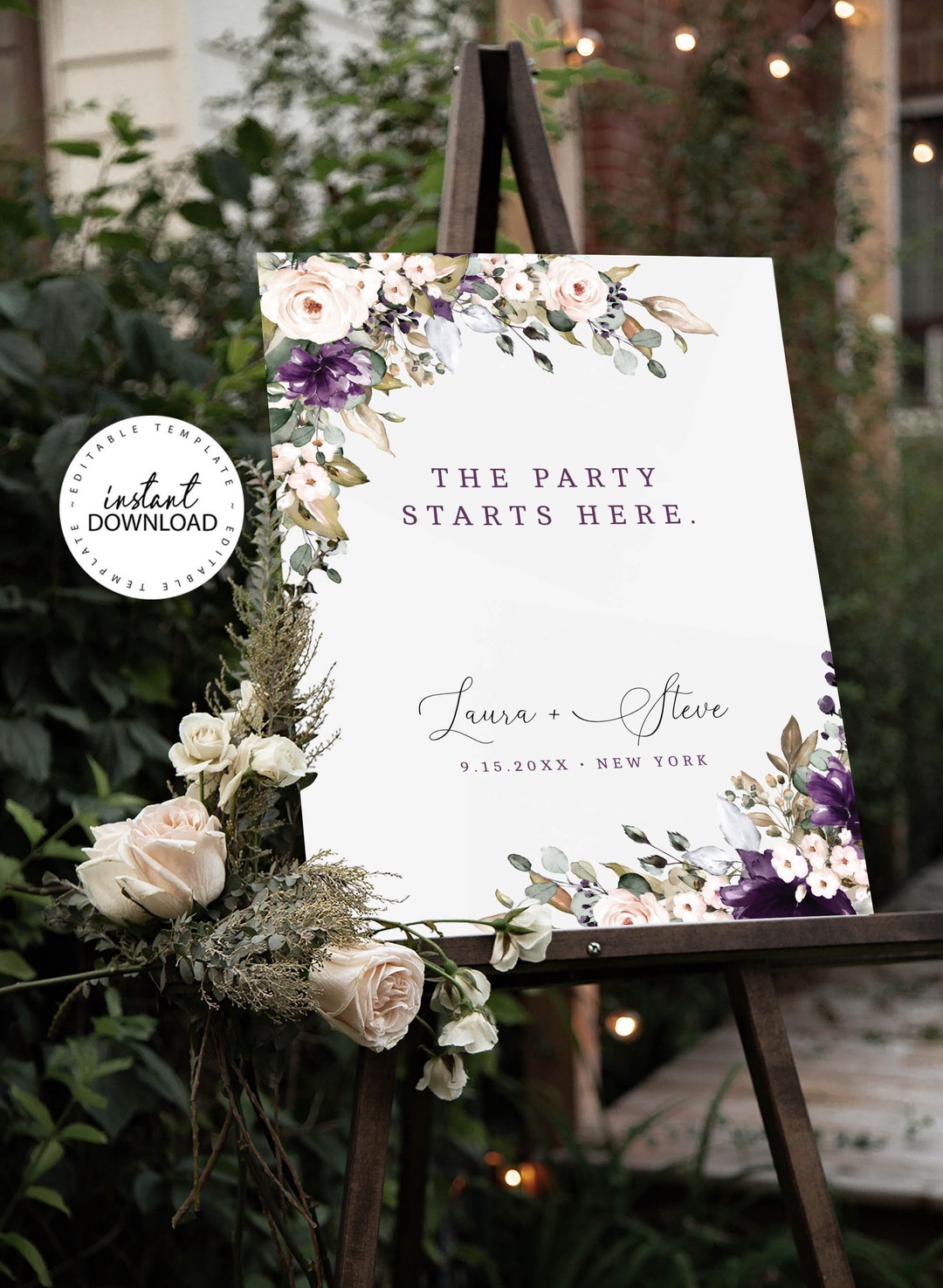 Editable Welcome Sign Template INSTANT DOWNLOAD Purple and - Etsy