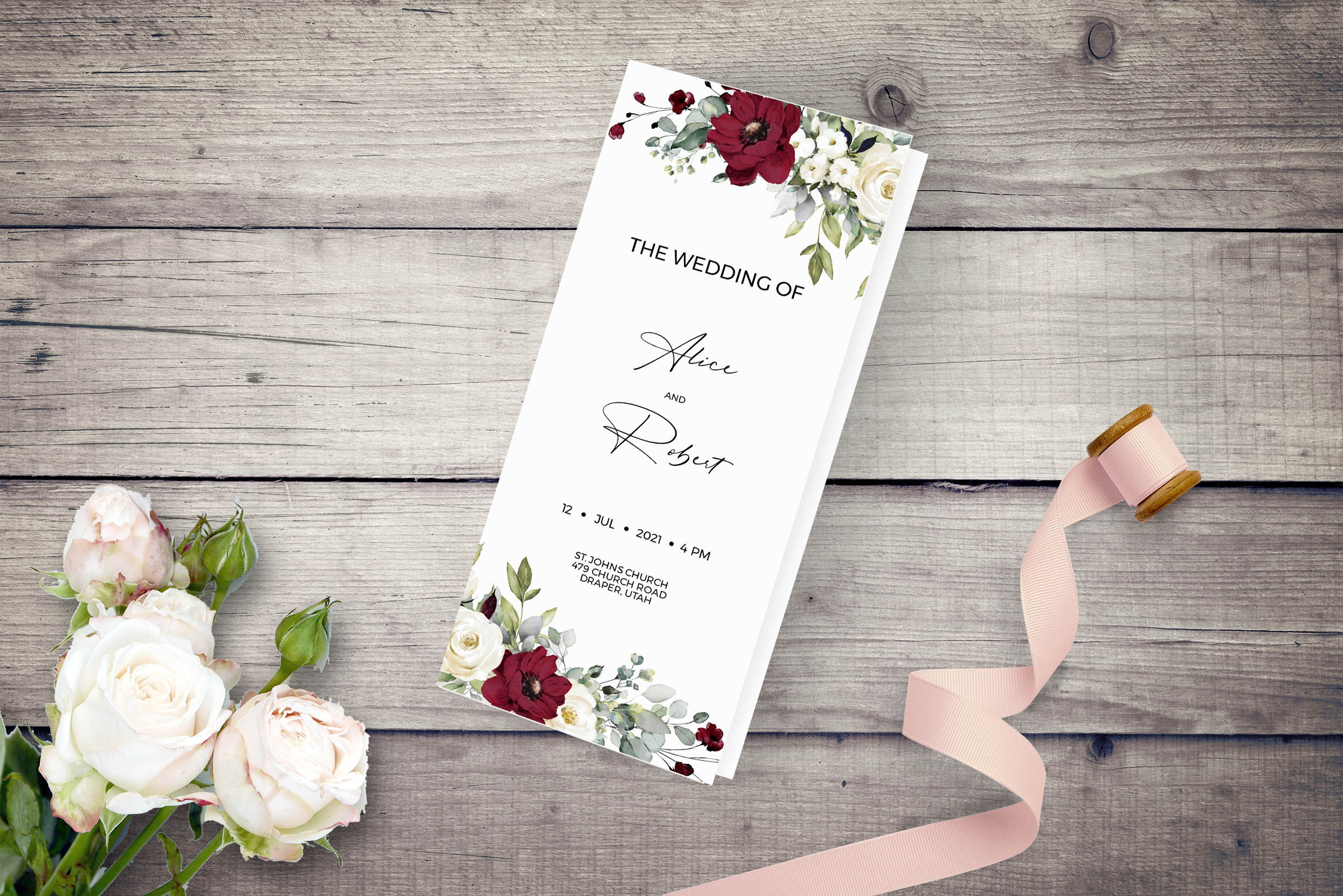 Editable trifold wedding program template INSTANT DOWNLOAD | Etsy