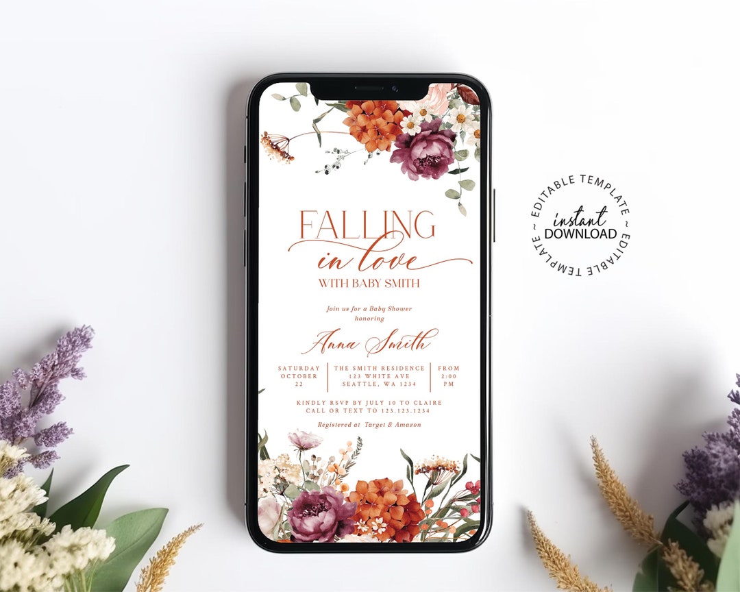 Editable Digital Invitation Template for Baby Shower or Sprinkle, Fall ...
