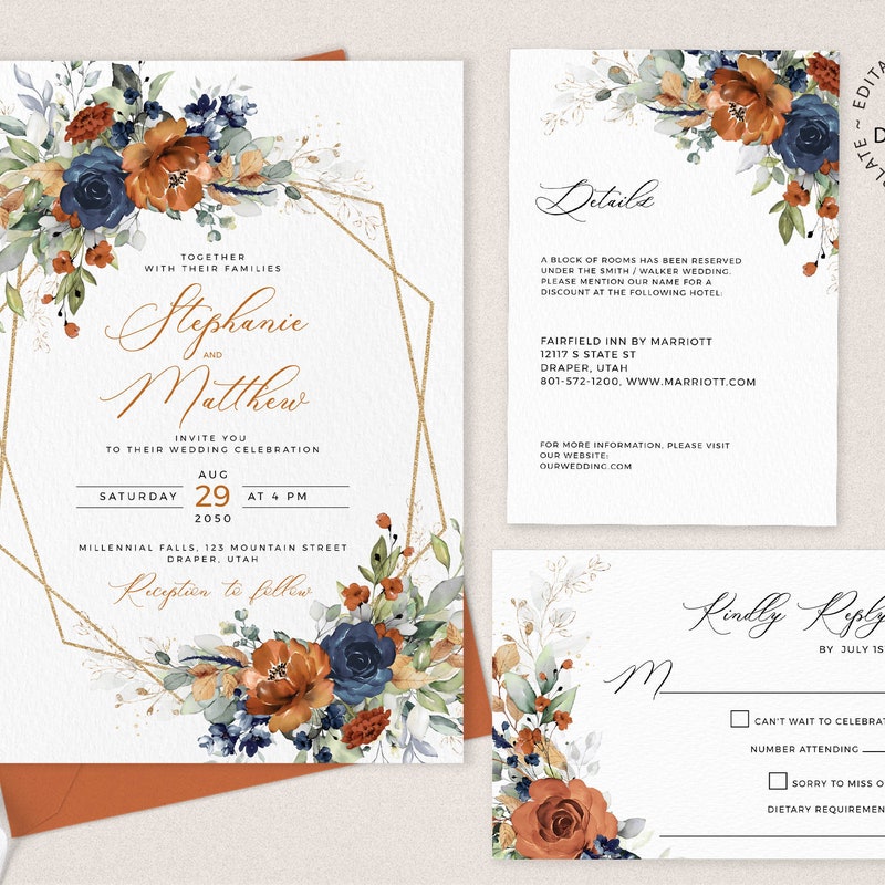 Champagne Wedding Invitation - Etsy