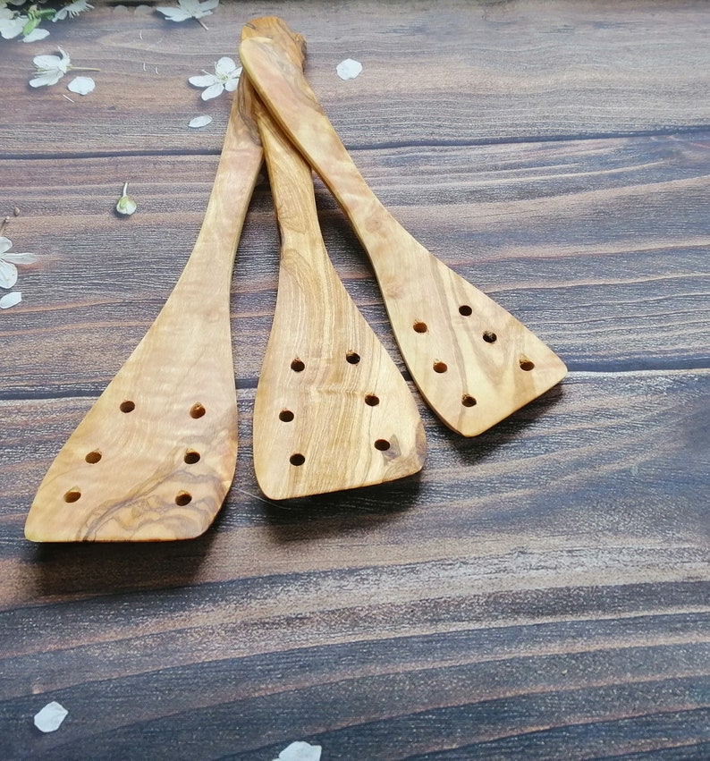 Wooden Spatula With Holes Kitchen Spatula Wooden Utensil Etsy