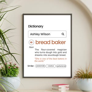 Custom Sourdough Bread Baker Definition Poster: Personalized Bakery Wall Art Print