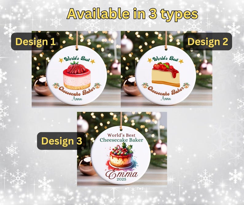 Worlds Best Cheesecake Baker Christmas Ornament Custom Name Keepsake for Baker Christmas Gift for Food Lover Festive Decor image 4