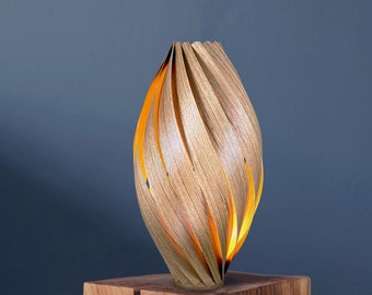 Oak floor lamp from natural wood 20", 24" & 28" inch made from oak veneer. Standing lamp for passive lighting in living room