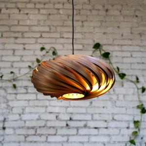 Walnut wood pendant lamp handmade from a Cologne studio.