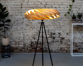 Standing Lamp made of olive ash wood, handmade design lamp