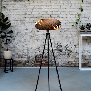 Standing Lamp made of oak wood, handmade design lamp