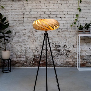 Floor lamp &#39;Veneria&#39; made of oak wood 50 cm, handmade designer lamp made of wood