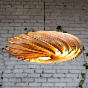 Sehr große Hängeleuchte aus Olivesche (80 cm). Indirekte Beleuchtung - Wohlfühlatmosphäre pur