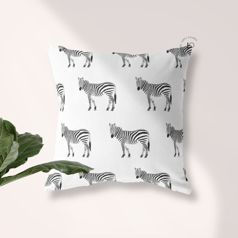 Zebra Pattern Throw Pillow Reversible Cushion Mustard Etsy