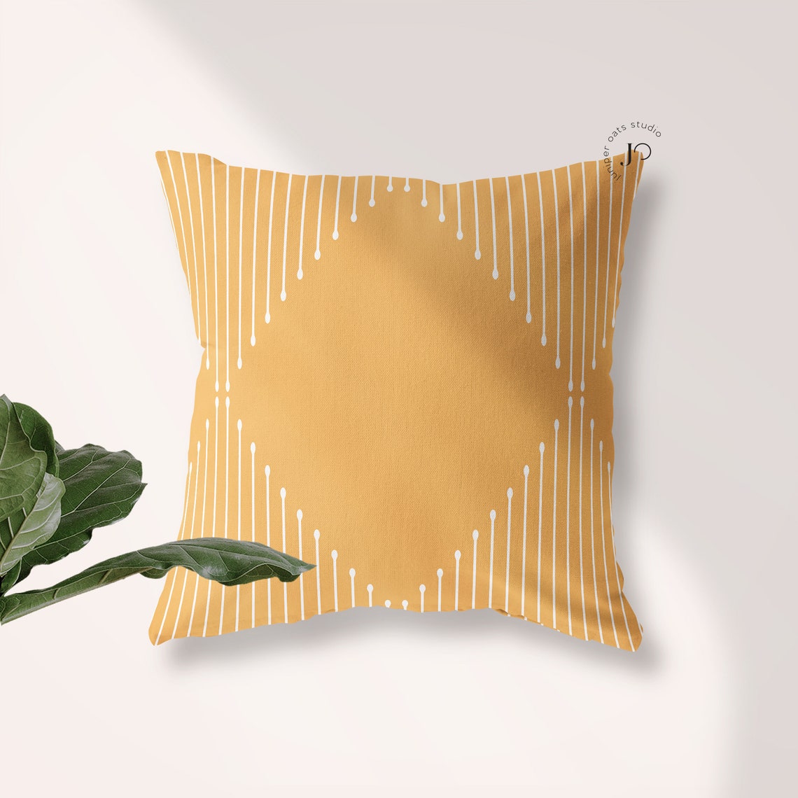 Geometric Throw Pillow Reversible Cushion Mustard Yellow Etsy