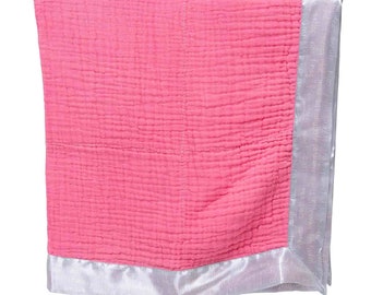 Baby Gift - Biologisch Katoen Gaas Swaddle deken - Satin Trim Baby Blanket