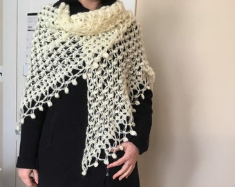 Hand Knitted Wool Shawl