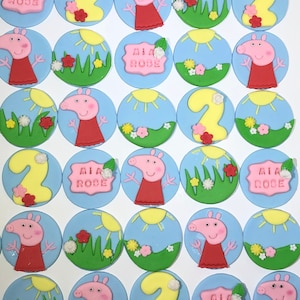 24 Peppa Pig Fondant Cupcake Toppers