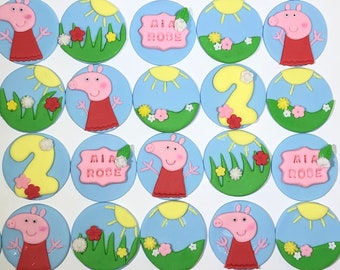 Peppa Pig Fondant Cupcake Toppers