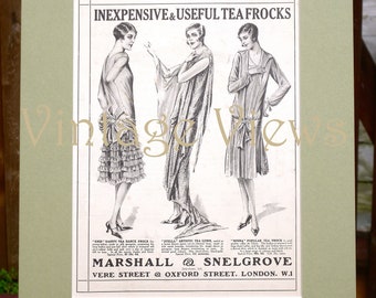 Marshall & Snelgrove, genuine original vintage magazine advertisement, April 1926. Mounted and ready to frame. 1920s ladies fashion.