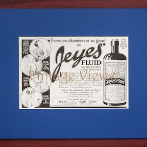 Jeyes' Fluid Disinfectant, genuine original vintage magazine advertisement, 1921. Mounted and ready to frame. image 1