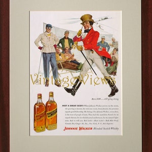 Johnnie Walker Scotch Whisky, genuine original vintage magazine advertisement, 1956. Bar/pub wall decor. Mounted and ready to frame.